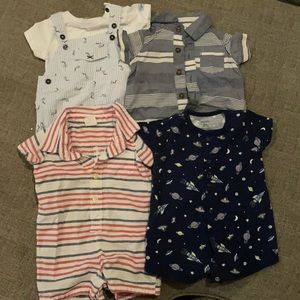 0-3 month boys romper bundle